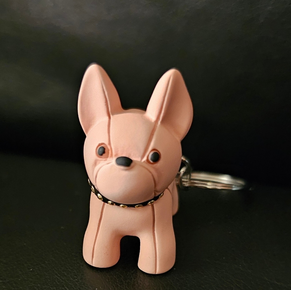 French Bulldog Blush Pink Keychain Vegan Leather Dog Keychain NWOT